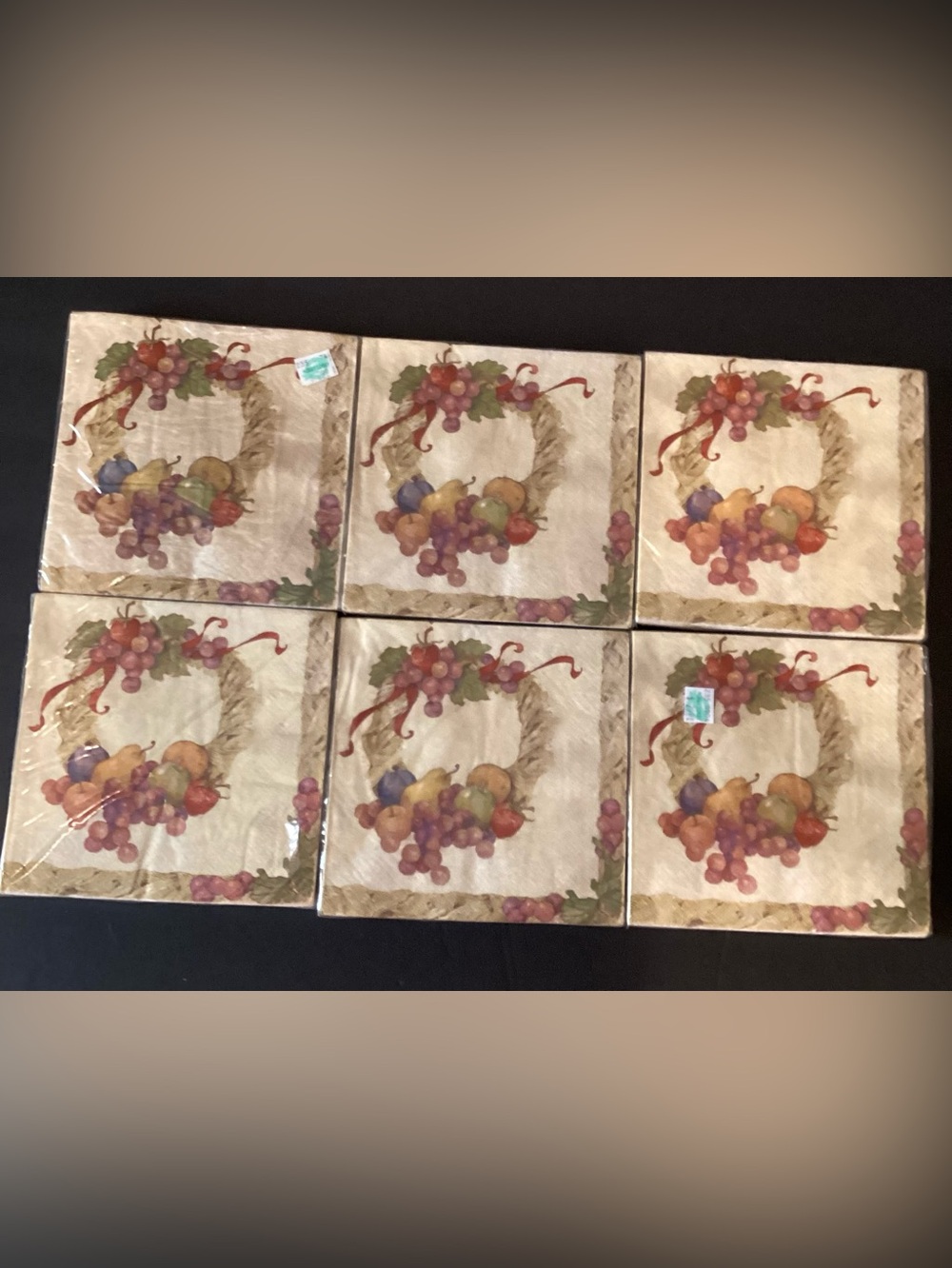 VTG 2004 Carolyn Shores Wright Harvest Themed Napkins, Set of 6 Packs